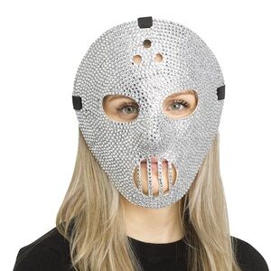 Glamorous Silver Rhinestone Hockey Mask